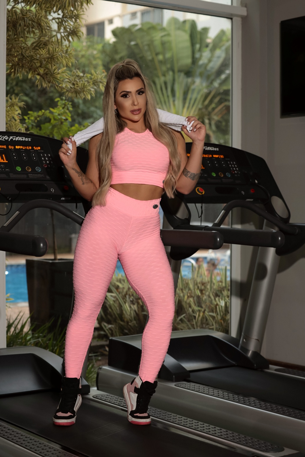 Calça Legging Básica Brocada Rosa Bebê Tamanho Único - Canela Carioca